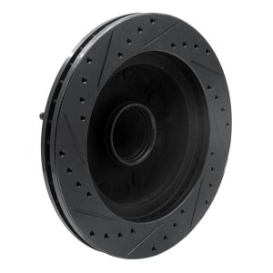 Ford E-350 Econoline Brake Rotor (1) - Front Right - R1 Concepts - Drilled & Slotted - Black - `95-`04